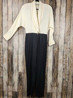 Joan Walters Tuxedo Black and White 80s Jumpsuit - 14